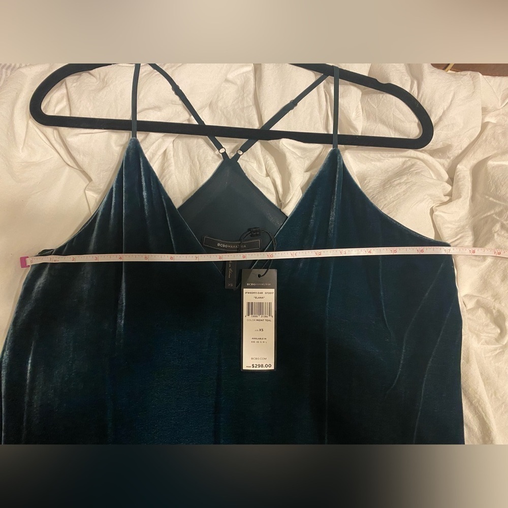 BCBGMAXAZRIA | Elana “Midnight Teal” Velvet Dress - Picture 12 of 12